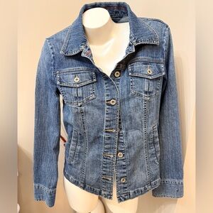 Tommy Hilfiger Denim stone washed Button Front Jean Jacket Womes Large Pockets